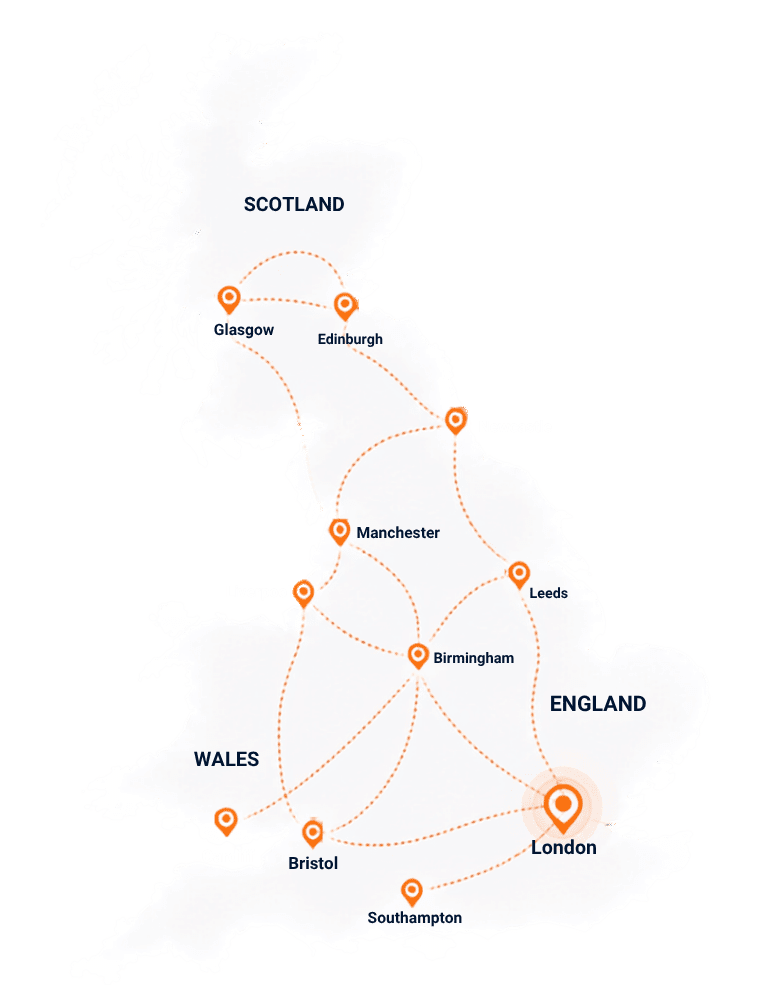 Map of UK coverage